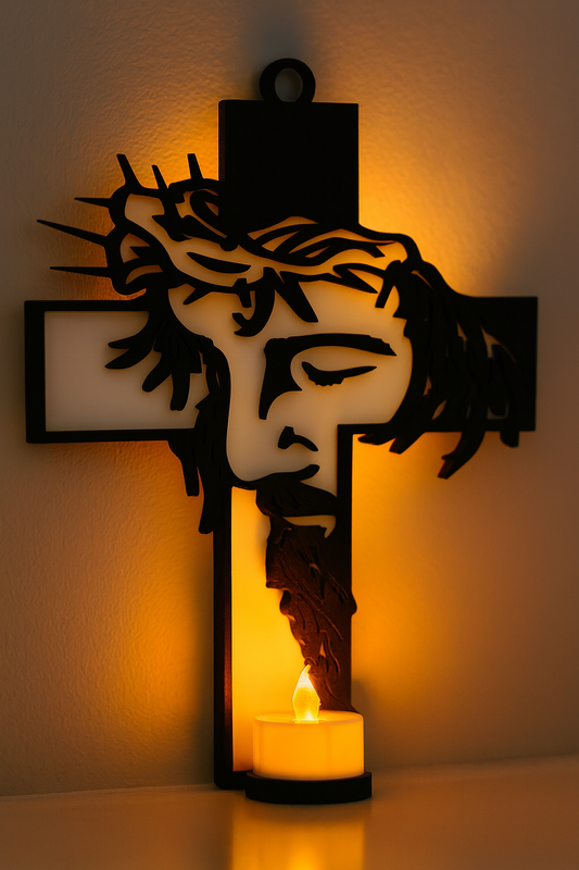 Jesus Cross with LED tea light