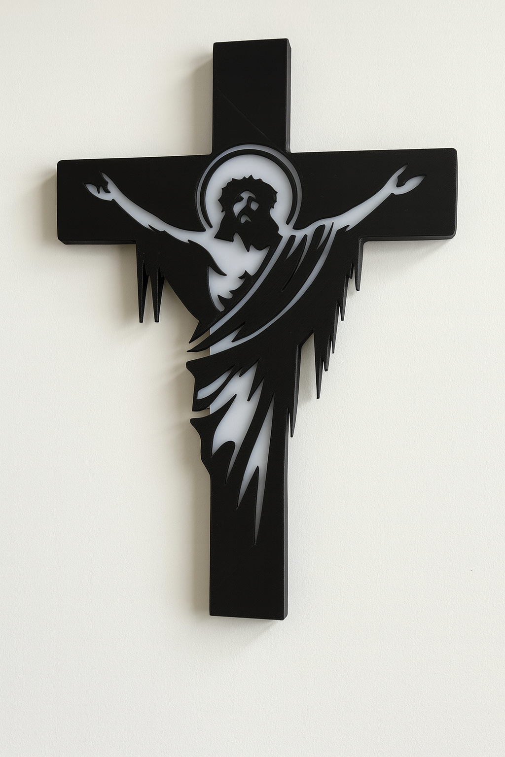 Black & White Wall Cross – Jesus Silhouette