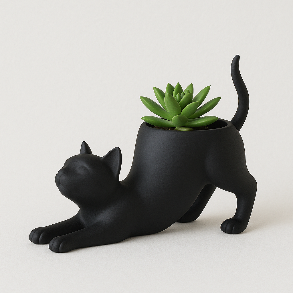 Stretching Cat Planter